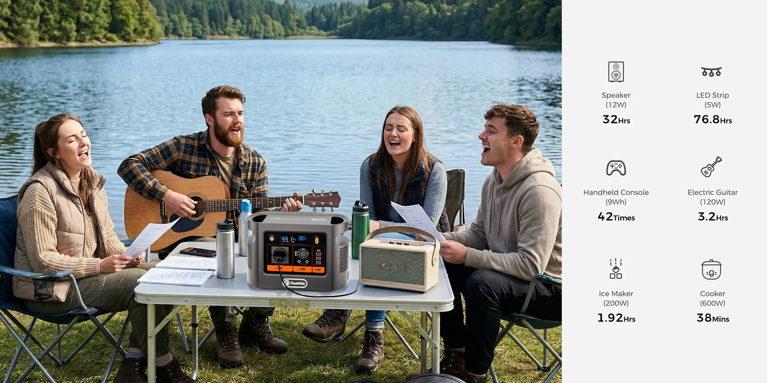 FlashFish E106B outdoors for a sub-€700 weekend camping power guide
