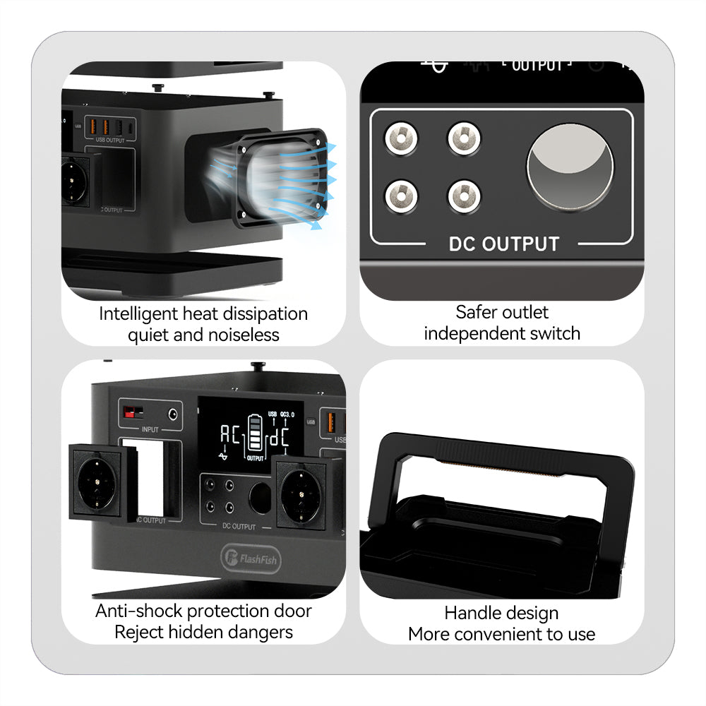 Flashfish P63 + TSP100 Solar Generator Kit | 500W 520Wh + 100W Solar Panel - FlashFish.EU