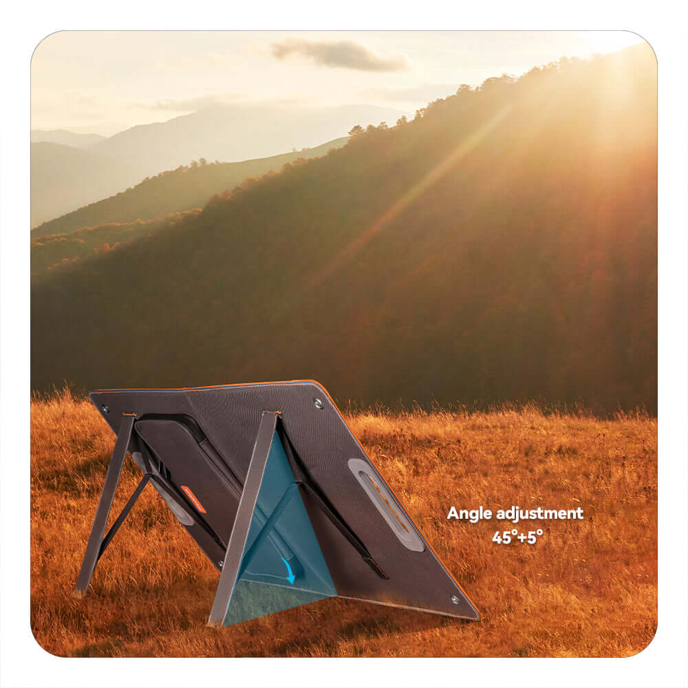 Adjustable kickstand for optimal sun positioning on the FlashFish TSP60 Portable Solar Panel.