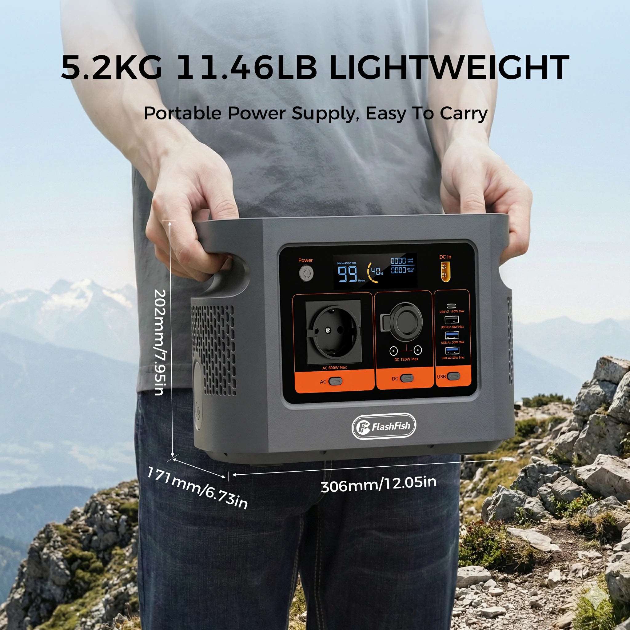 FlashFish E106B 600W 384Wh portable power station