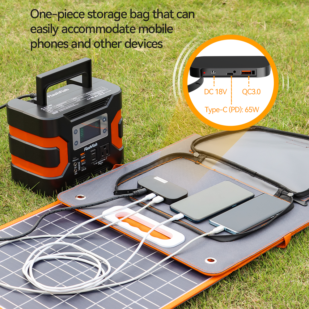 Flashfish P60 + TSP100 Solar Generator Kit丨560W 520Wh + 100W Solar Panel