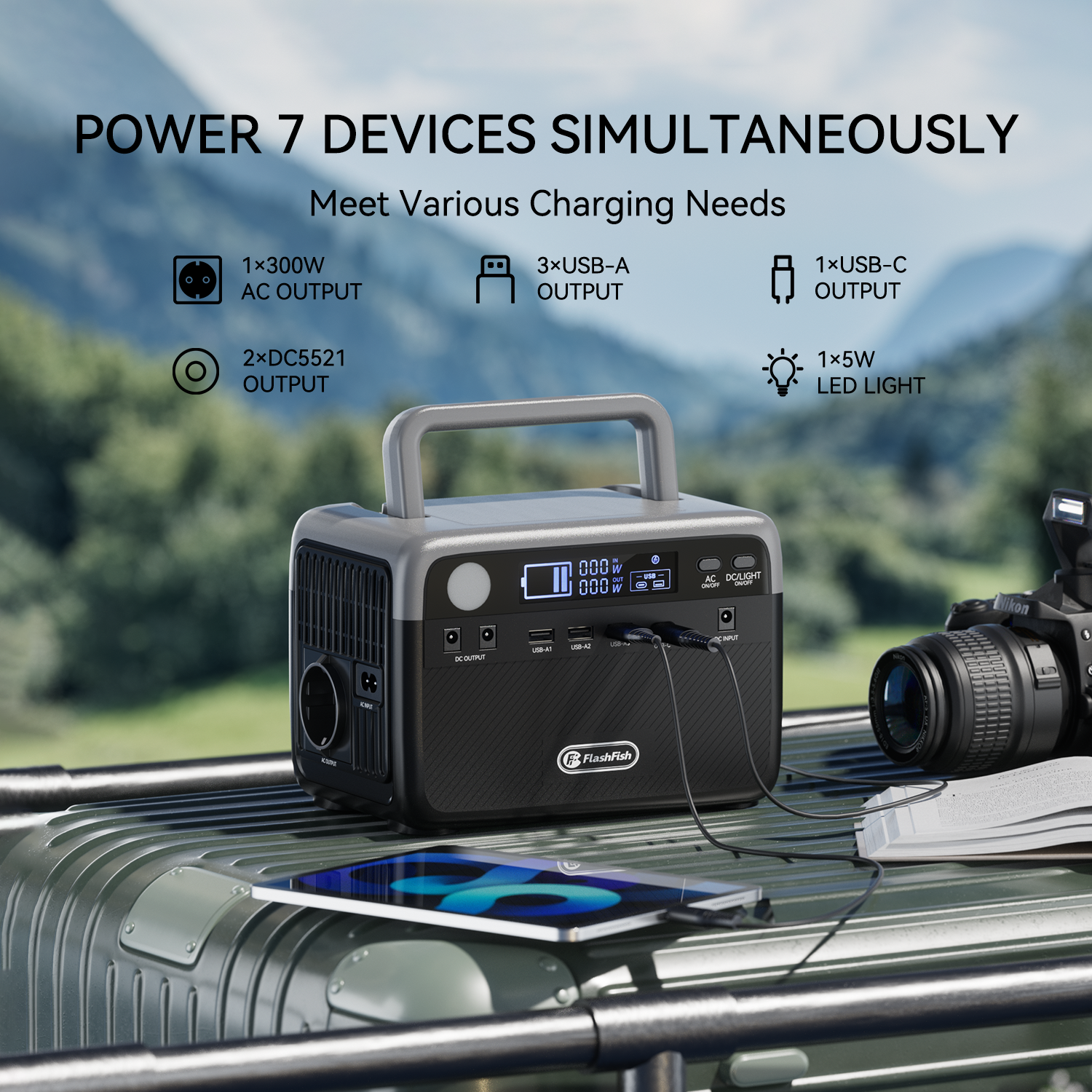 【LFP】Flashfish BP030B Portable Power Station | 300W 230.4Wh/72000mAh