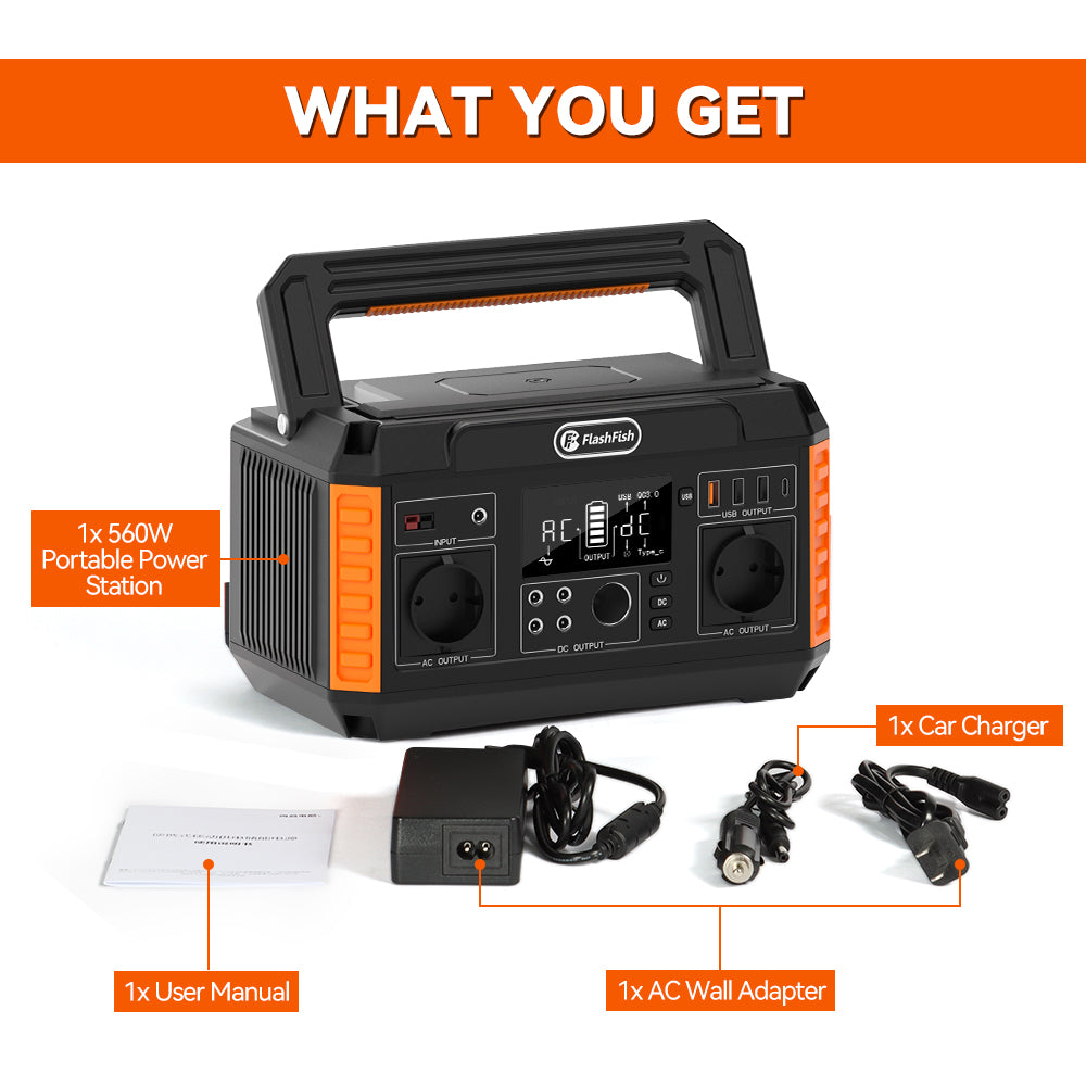 FlashFish P60 Portable Power Station Products and Accessories