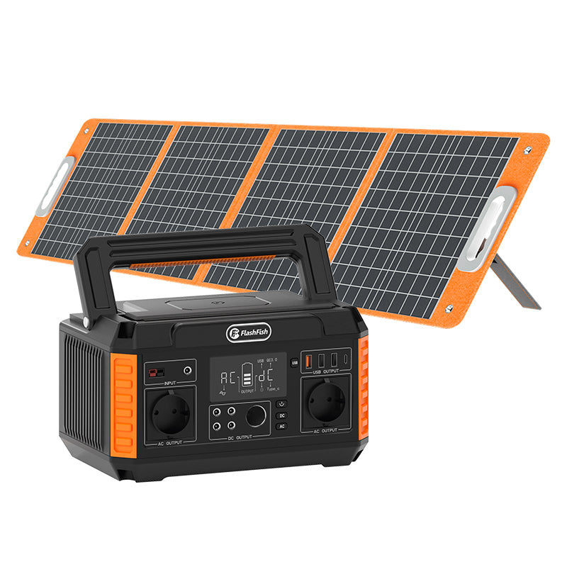 FlashFish P60 Portable Power Station Solar Power Kit Product Example Images