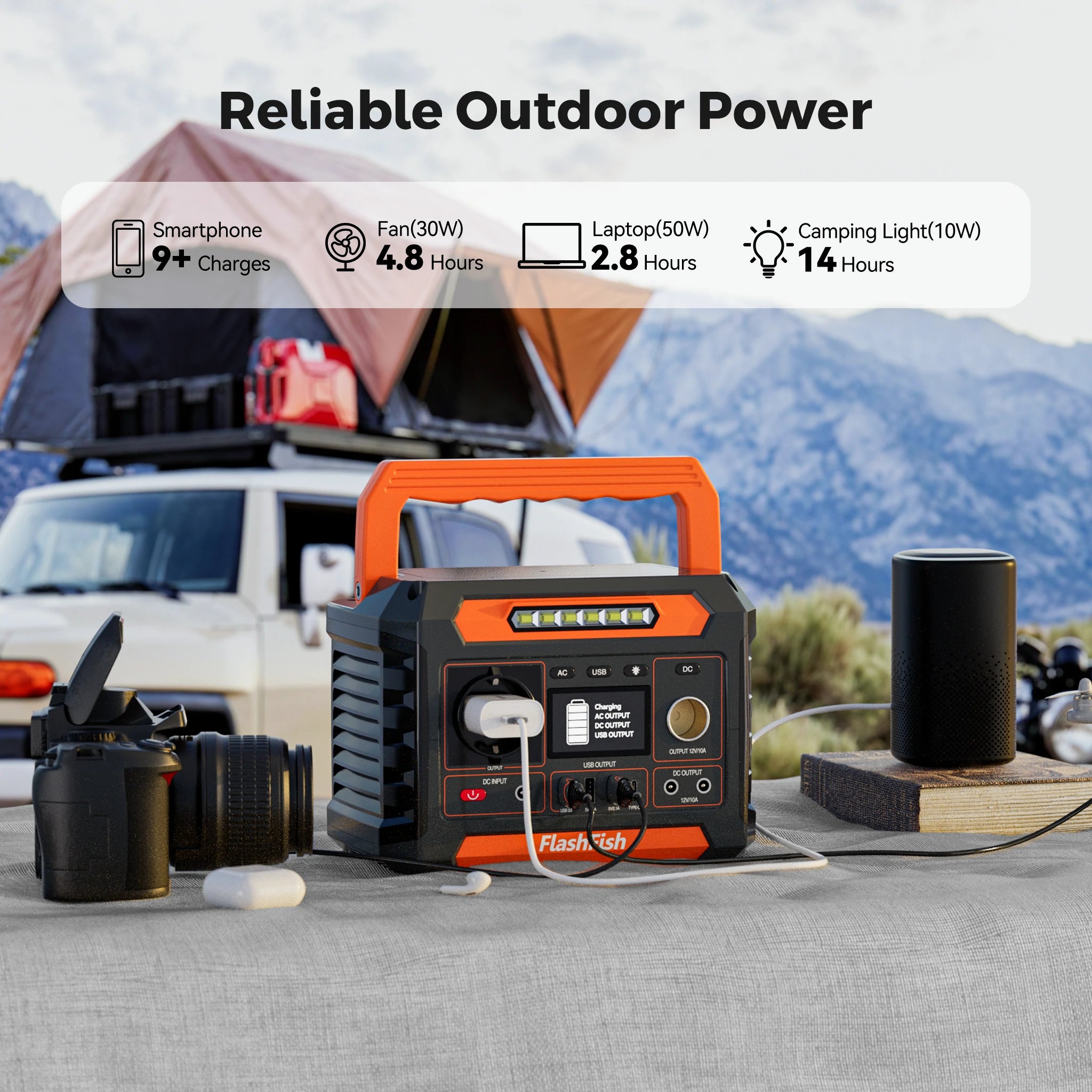 FlashFish P66A 200W 144Wh portable power station, outdoor power for travel and camping