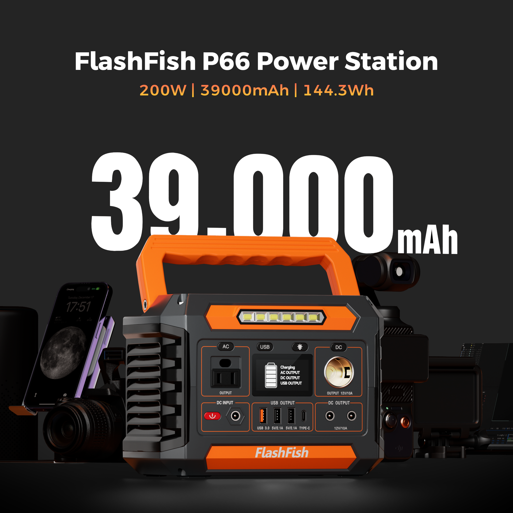 【UPS】Flashfish P66A + TSP60 Solar Generator Kit | 200W 144.3Wh + 60W Solar Panel