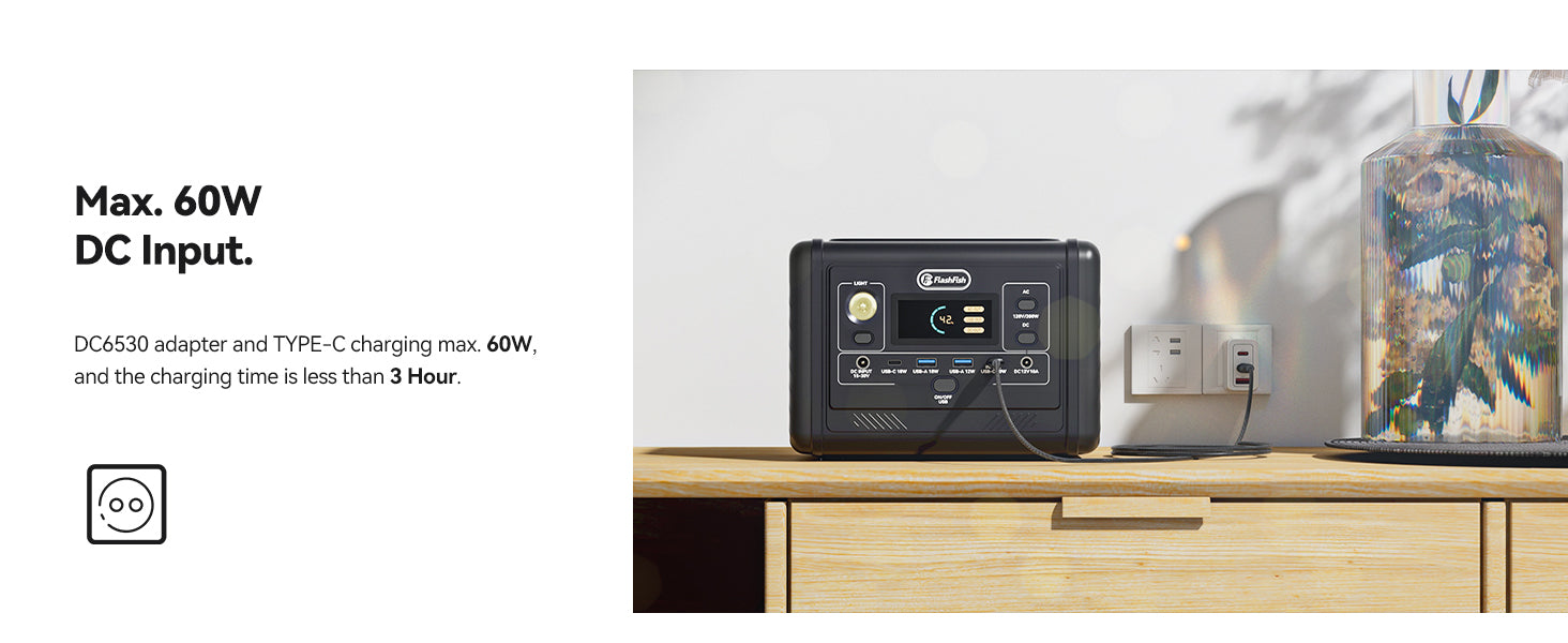 【LFP】Flashfish T200 Portable Power Station | 200W 153.6Wh/48000mAh