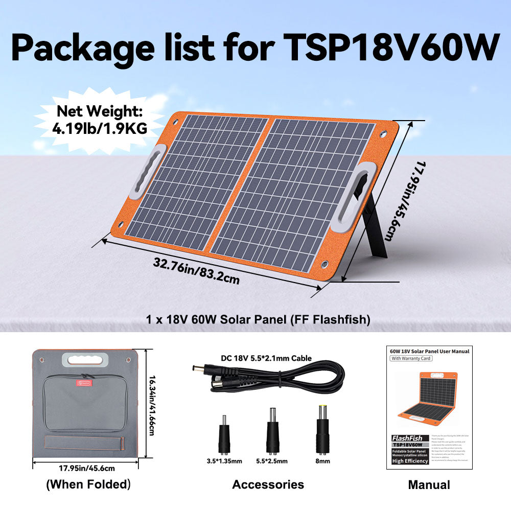 Flashfish P56 + TSP60 Solar Generator Kit丨330W 288Wh + 60W Solar Panel
