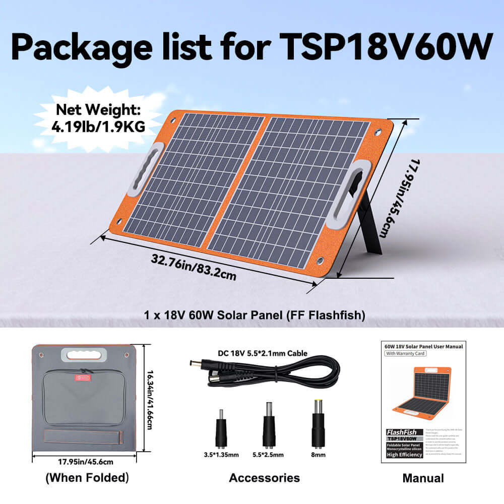 Adjustable kickstand for optimal sun positioning on the FlashFish TSP60 Portable Solar Panel.