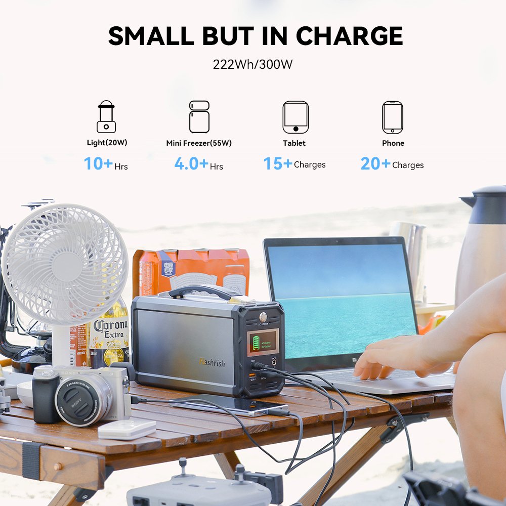 FlashFish G300 Portable Power Station | 300W 222Wh/60000mAh