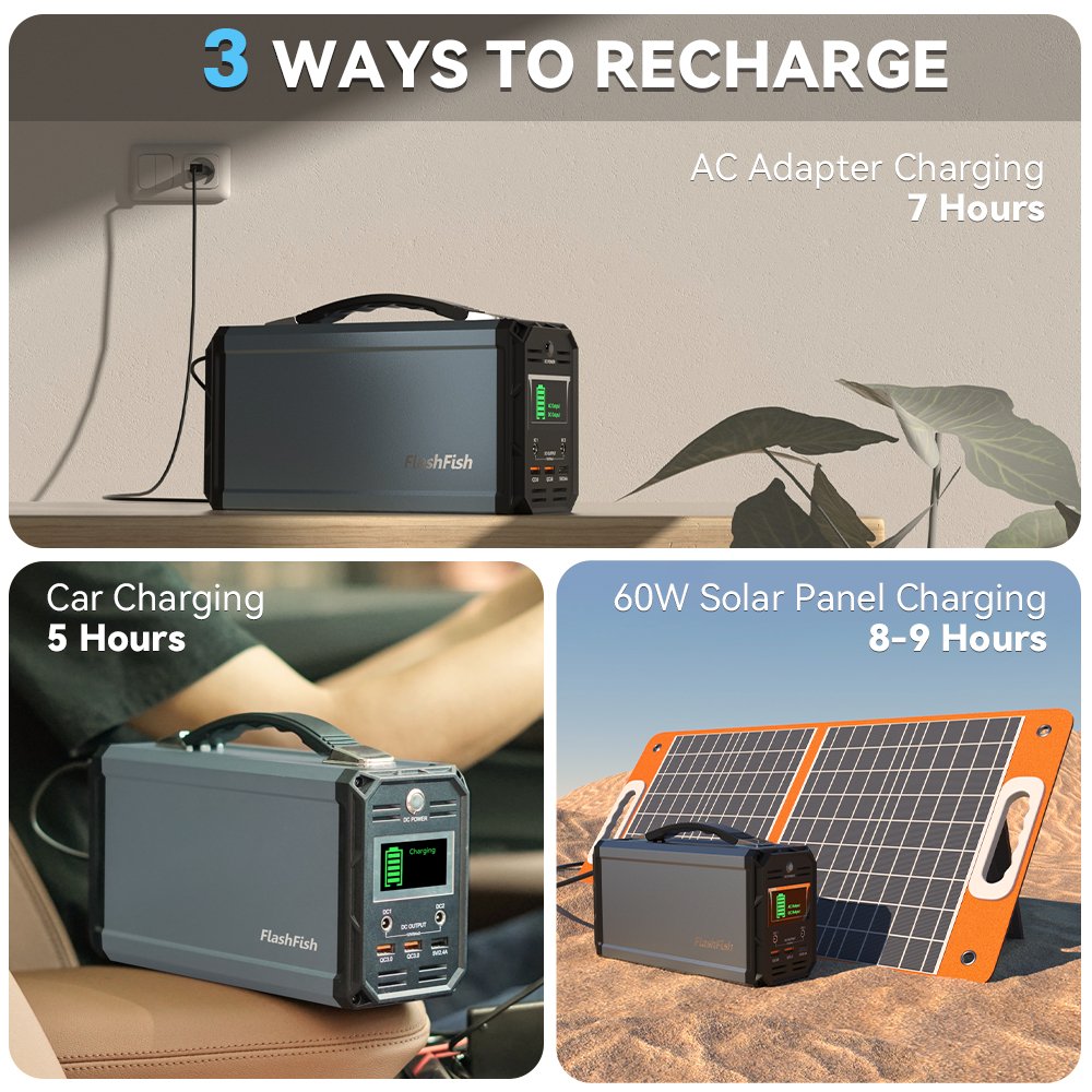 FlashFish G300 Portable Power Station | 300W 222Wh/60000mAh