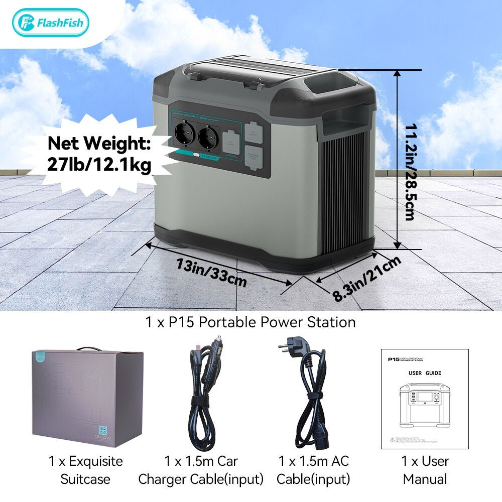 Flashfish P15 UPS Portable Power Station | 1500W 1008Wh - FlashFish.EU