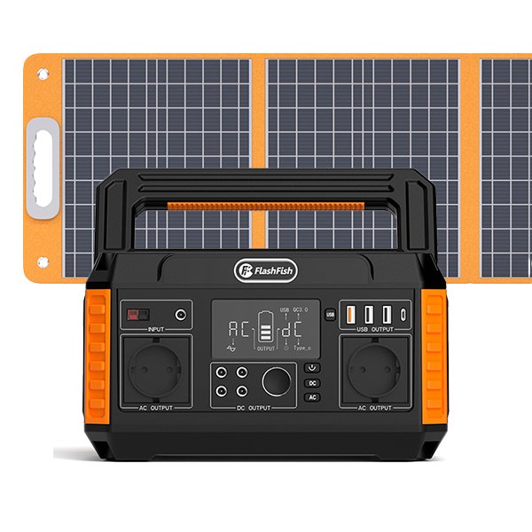 FlashFish P60 Portable Power Station Solar Power Kit Product Example Images
