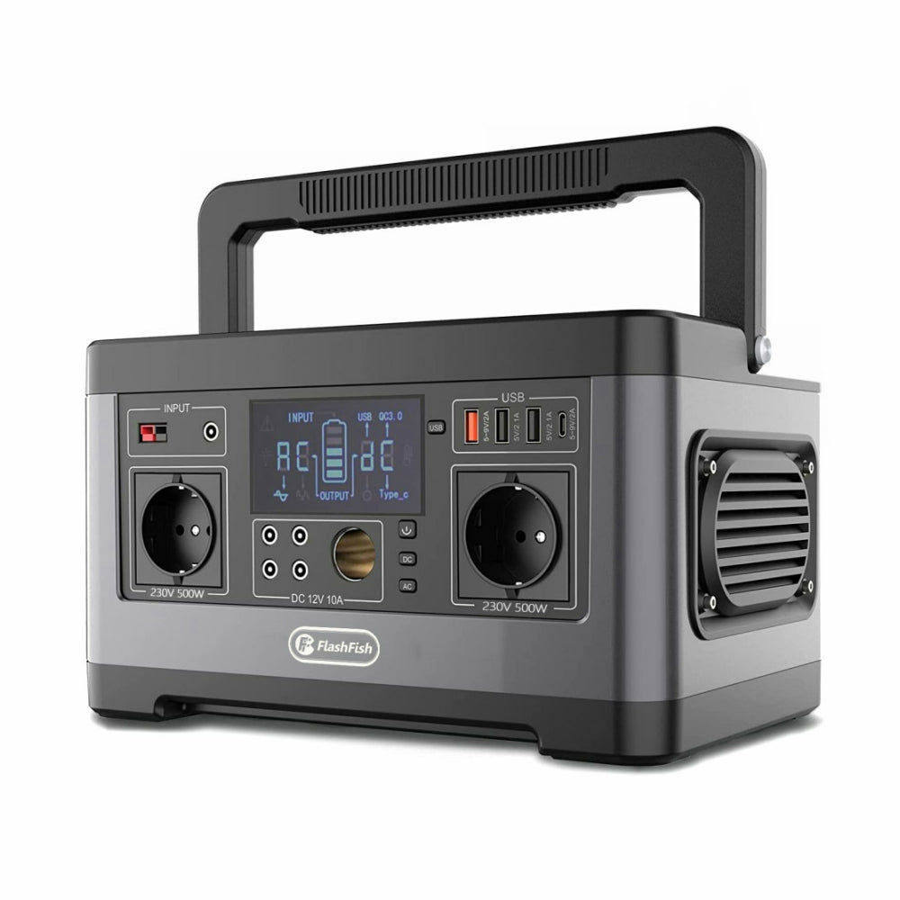 Flashfish P63 + TSP100 Solar Generator Kit | 500W 520Wh + 100W Solar Panel - FlashFish.EU