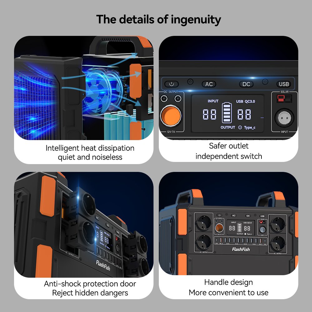 【LFP】Flashfish F132 + 2×TSP100 Solar Generator Kit | 1000W 1048Wh + 200W Solar Panel