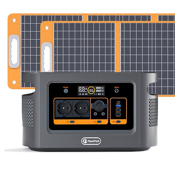 【LFP】Flashfish QE02D+2xTSP100 Solar Genrator丨1008Wh+200W