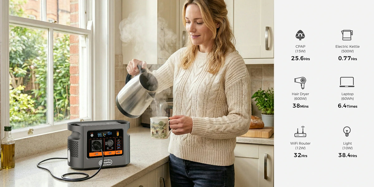 Portable power station in a home setting for a THD evidence guide