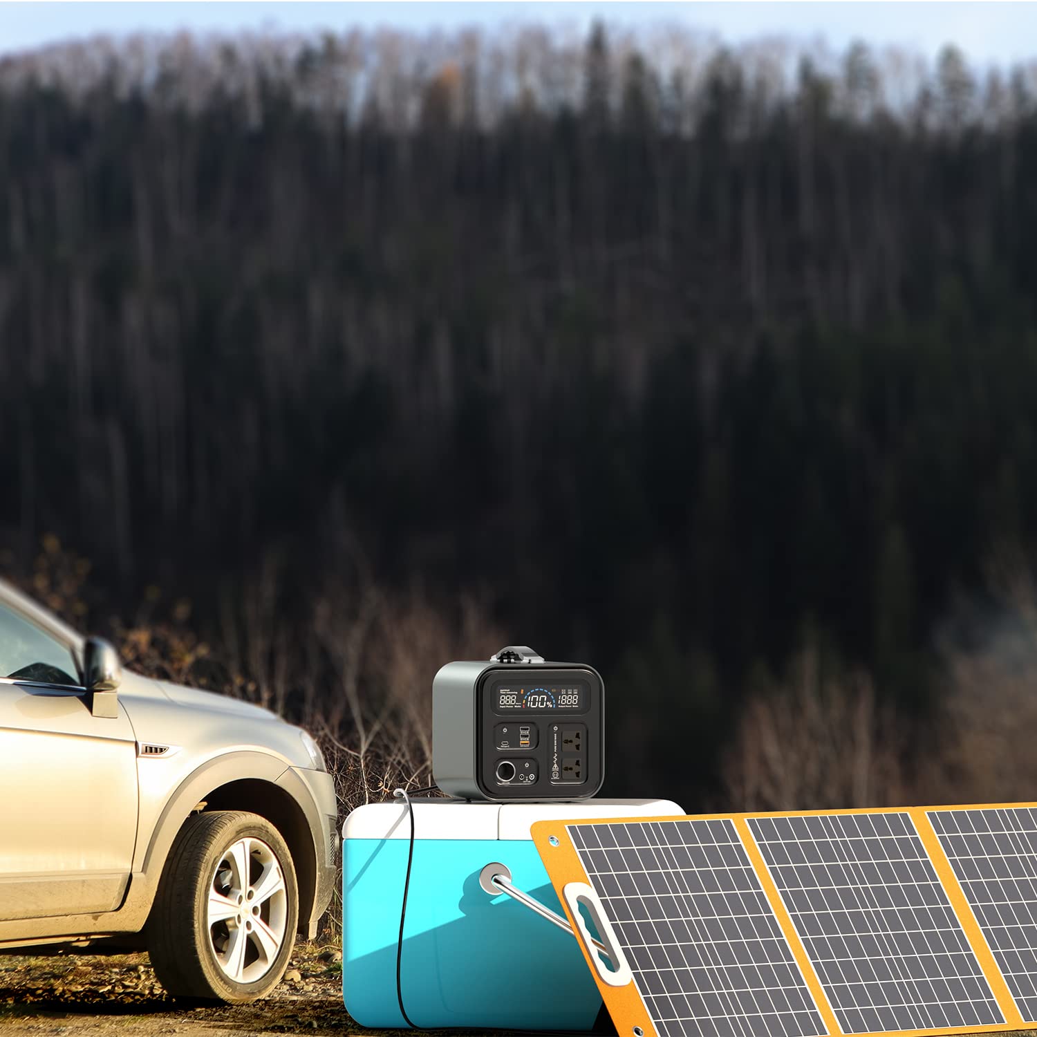 FlashFish outdoor power setup with portable solar panel for extension lead safety planning