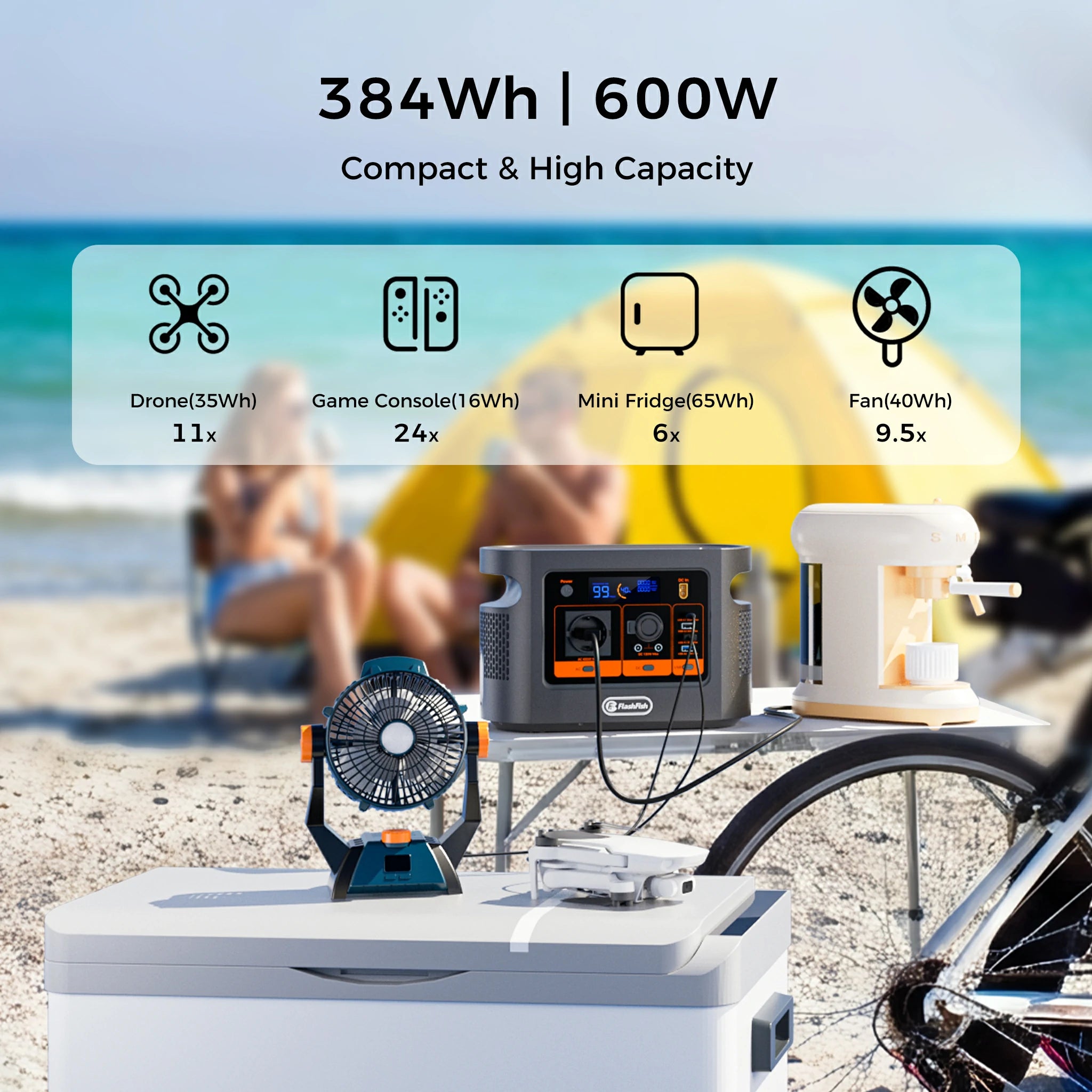 FlashFish E106B 600W 384Wh portable power station