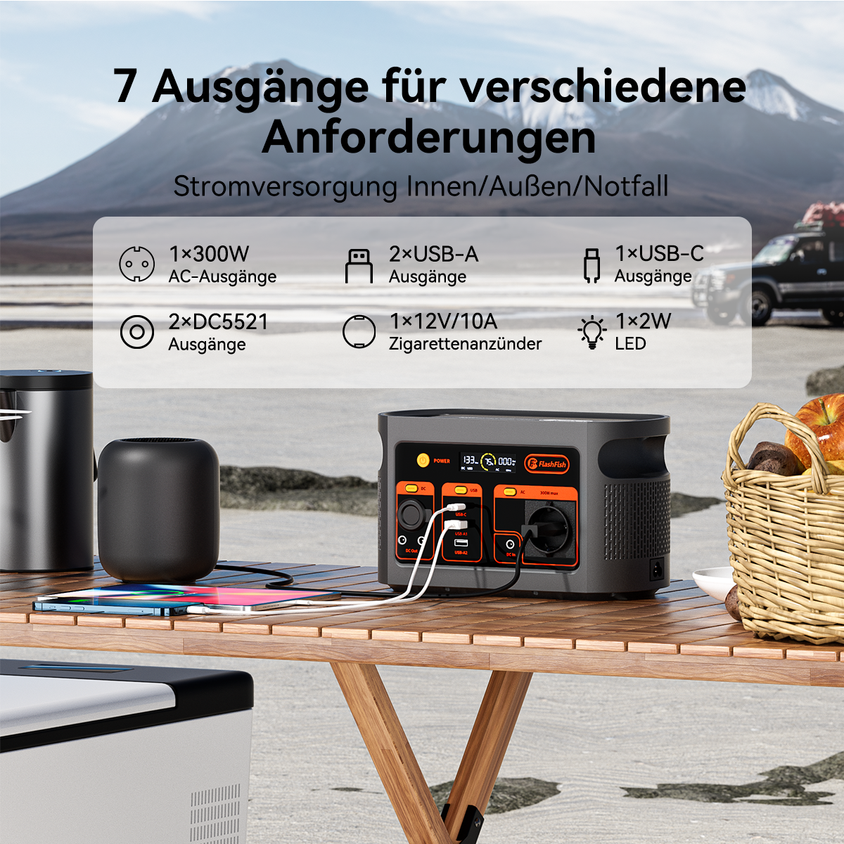 Flashfish E103 Portable Power Station | 300W 179.2Wh/48000mAh