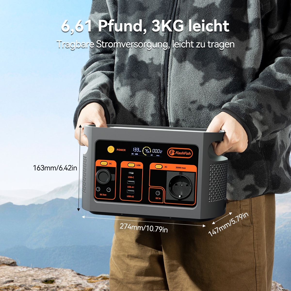 Flashfish E103 Portable Power Station | 300W 179.2Wh/48000mAh