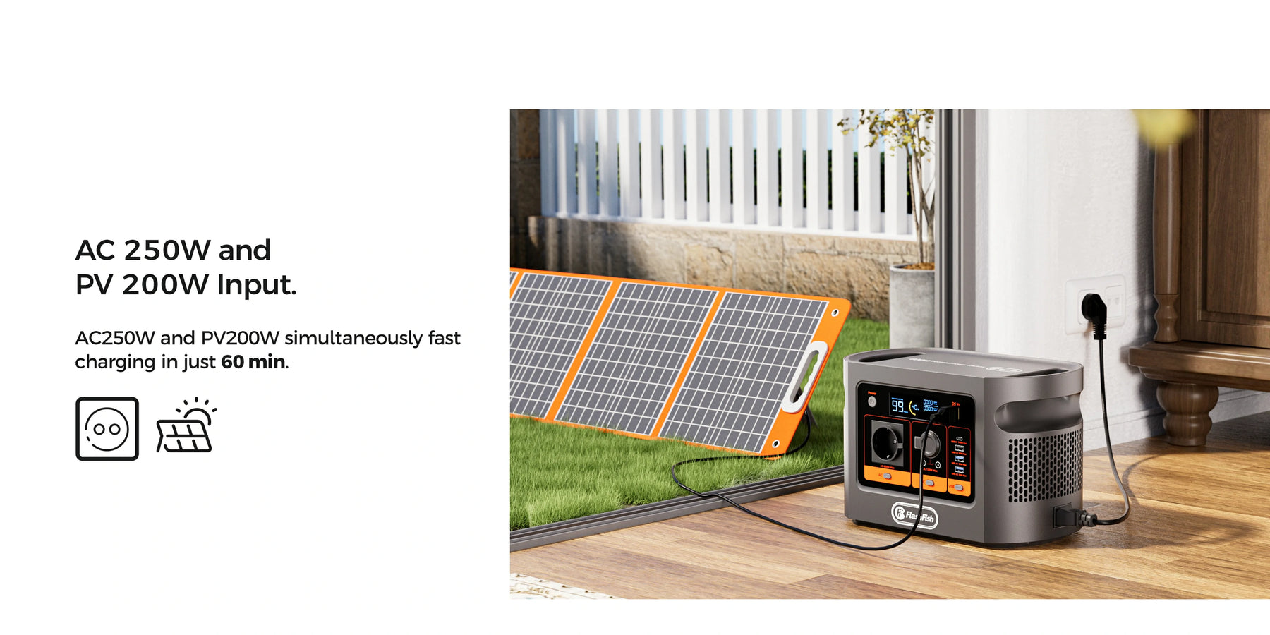 FlashFish E106B combined AC and solar charging