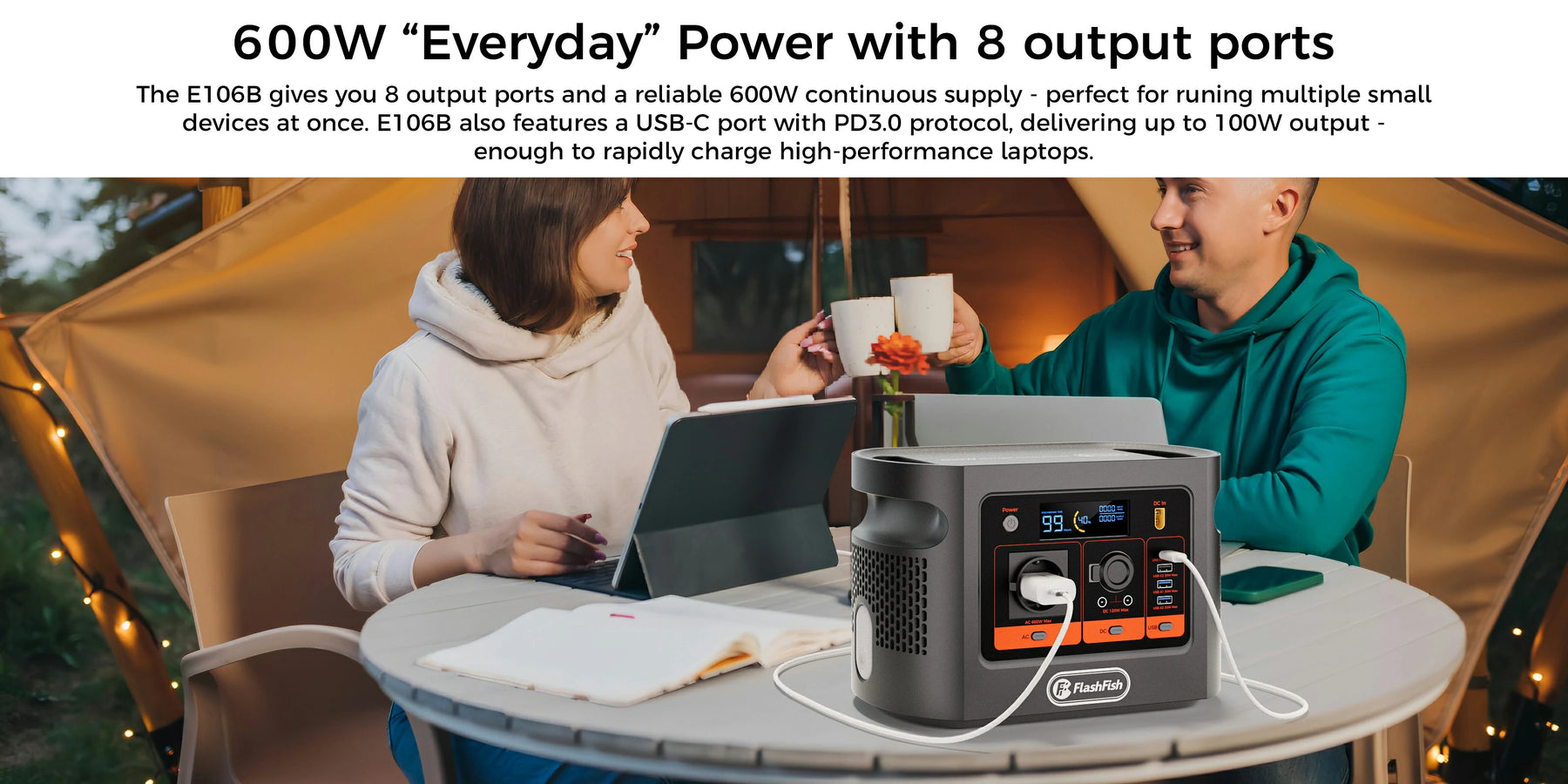 FlashFish E106B output ports and compatible devices