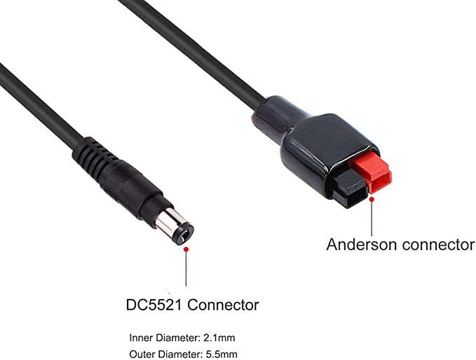Flashfish DC5521 (5.5mm x 2.1mm) to Anderson connector cable - FlashFish.EU