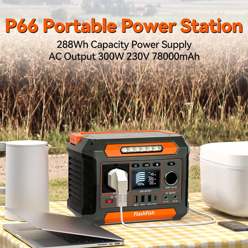 Flashfish P66 UPS Portable Power Station | 260W 288Wh - flashfishsolargenerator