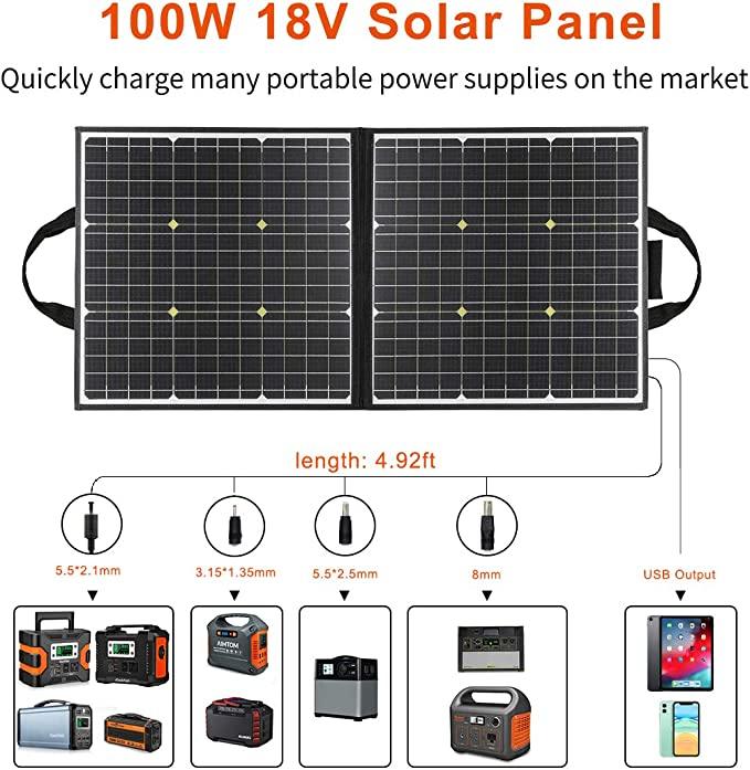 Flashfish SP100 Portable Solar Panel | 18V/100W - flashfishsolargenerator